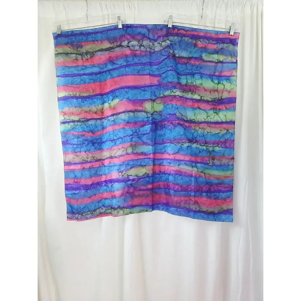 Artisan Hand Dyed Artist Made Multicolor Silk Scarf‎